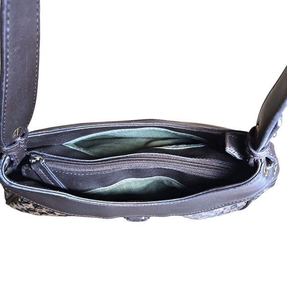 Y2K Liz Claiborne Monogram Shoulder Bag Brown Crescent Purse Retro Fairycore 00s - Picture 10 of 12